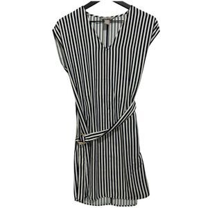 H&M Women Dresses Shift Navy White Sailor Stripe Nautical Polyester Size 4